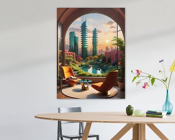 Futuristische stad in balans met de natuur