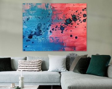 Abstract schilderij, blauw en rood van Joriali Abstract