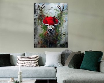 Street Art, Graffiti Bollenhut Hirsch Rudi - einzigartige Kunst von Shadow Wood Art
