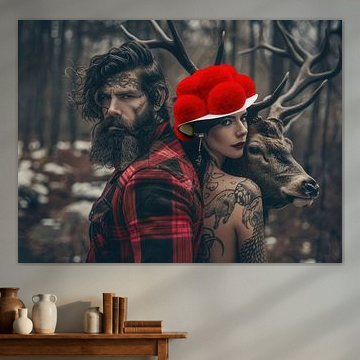 Cool Black Forest couple Nick and Paula with deer