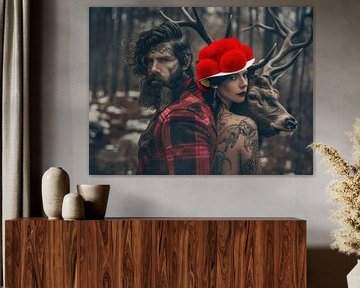 Cool Zwarte Woud koppel Nick en Paula met herten van Shadow Wood Art