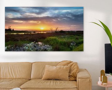 Sonnenuntergang Onlanden Drenthe Landschaft von R Smallenbroek