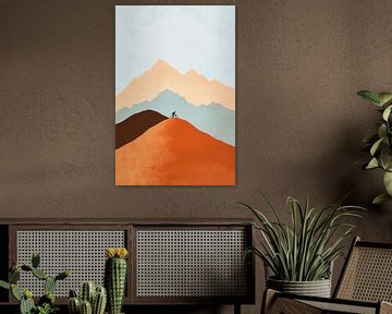 Berglandschap met wandelaar van Poster Art Shop