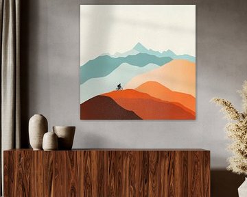 Mountainbikers in kleurrijke landschappen van Poster Art Shop