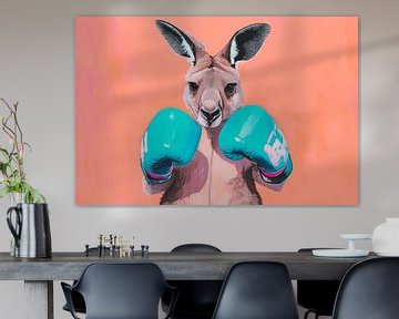 Boksende kangoeroe in de ring van Poster Art Shop