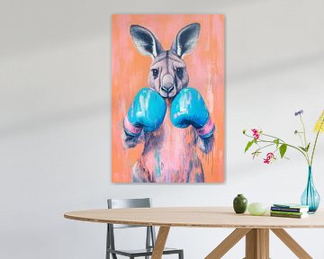 Boxing kangaroo in a blaze of colour by Poster Art Shop