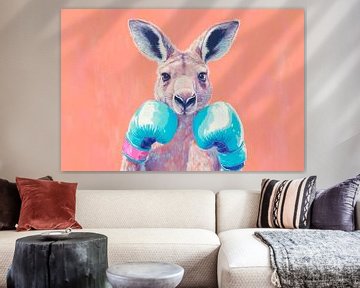 Boxendes Kanguru im Sporthandschuh von Poster Art Shop