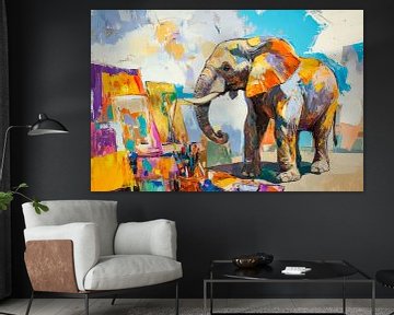 Kleurrijk olifantenschilderij van Poster Art Shop
