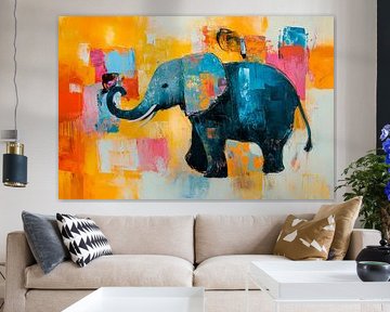 Eléphant coloré sur toile sur Poster Art Shop