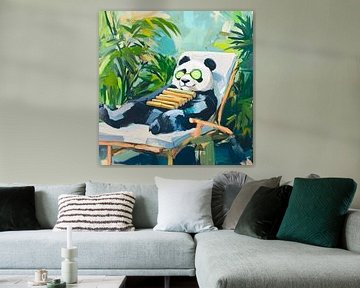 Ontspannen panda in een ligstoel van Poster Art Shop