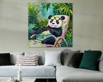 Ontspannen panda op het platteland van Poster Art Shop