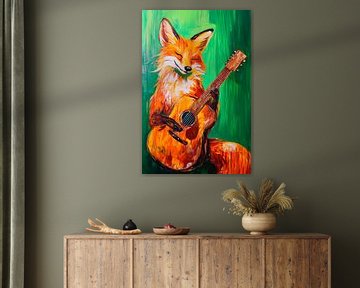 Vos met gitaar kunstfoto van Poster Art Shop