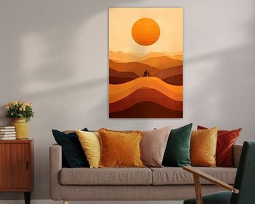 Fietsen bij zonsondergang van Poster Art Shop