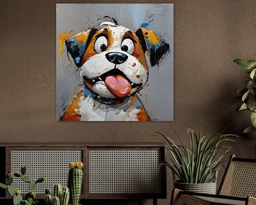 Speelse expressie van een vrolijke hond
