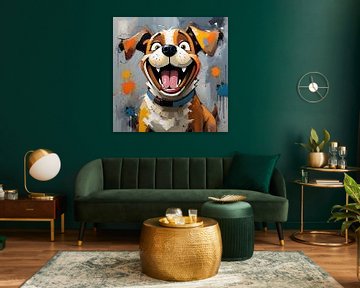 Cartoonachtige hond in levendige kleuren