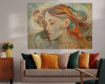 Vrouwen Schilderij | Ethereal Beauty Gaze van Blikvanger Schilderijen