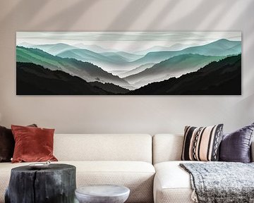 Chaîne de montagnes numérique dans le brouillard sur Frank Heinz