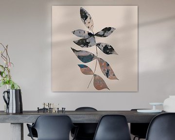 Wabi-sabi bloemen. Moderne grafische collage. Blad I. van Dina Dankers