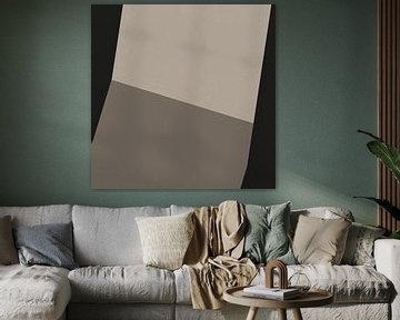 Moderne abstracte kunst. Geometrische vormen in zwart, wit, taupe IV van Dina Dankers