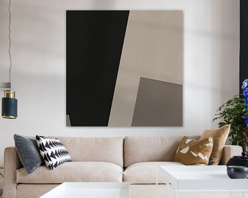 Moderne abstracte kunst. Geometrische vormen in zwart, wit, taupe V van Dina Dankers