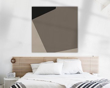 Moderne abstracte kunst. Geometrische vormen in zwart, wit, taupe X van Dina Dankers