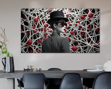 Mode en abstractie ontmoeten elkaar in rood en zwart