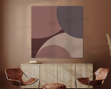 Moderne abstracte kunst. Geometrische vormen in roze, taupe, bruin, beige X van Dina Dankers