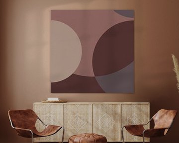 Moderne abstracte kunst. Geometrische vormen in roze, taupe, bruin, beige IX van Dina Dankers