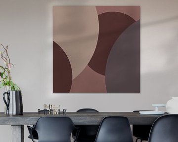 Moderne abstracte kunst. Geometrische vormen in roze, taupe, bruin, beige IV van Dina Dankers