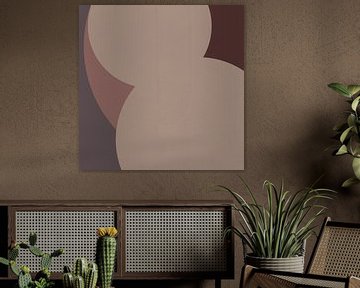 Moderne abstracte kunst. Geometrische vormen in roze, taupe, bruin, beige III van Dina Dankers