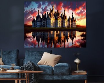 Chateau de Chambord, Loire-vallei, Frankrijk bij zonsondergang van Johannas Art Creations