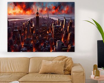 Empire State Building, VS bij zonsondergang van Johannas Art Creations