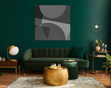 Modern abstract. Geometrische vormen in zwart en wit X van Dina Dankers