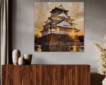 Osaka Castle, Kyobashi, Japan at sunset by Johannas Art Creations