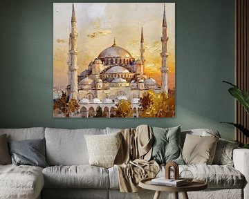 The Sultan Ahmed Mosque, Istanbul, Turkey at sunset by Johannas Art Creations