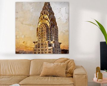 Het Chrysler Building, New York, Verenigde Staten bij zonsondergang van Johannas Art Creations