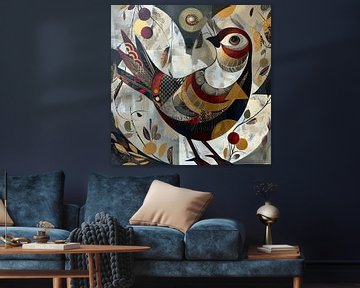 Schilderij Decoratieve Vogel van Kunst Kriebels