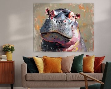 Nijlpaard Abstract | Hippo Mirage van Kunst Kriebels