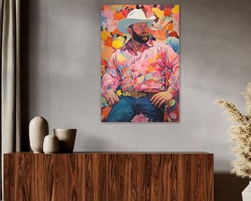 Cowboy met bloemen van BEARpictureart