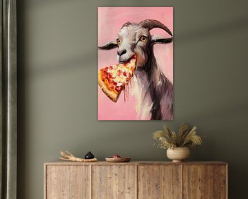 Pizza etende geit kunstwerk van Poster Art Shop