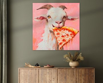 Pizza etende geit kunstwerk van Poster Art Shop
