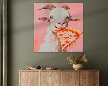 Pizza etende geit kunstwerk van Poster Art Shop