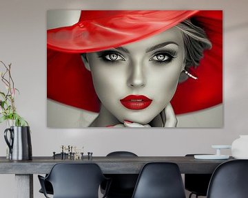 femme avec chapeau rouge sur Egon Zitter