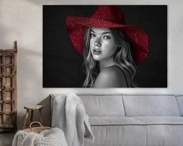 femme avec chapeau rouge sur Egon Zitter