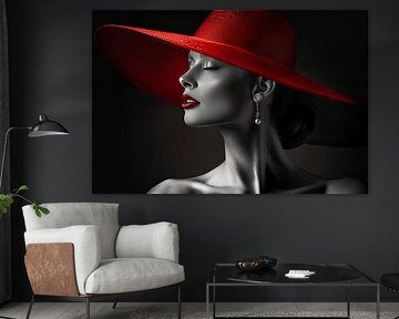 woman with red hat