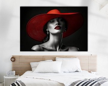 woman with red hat