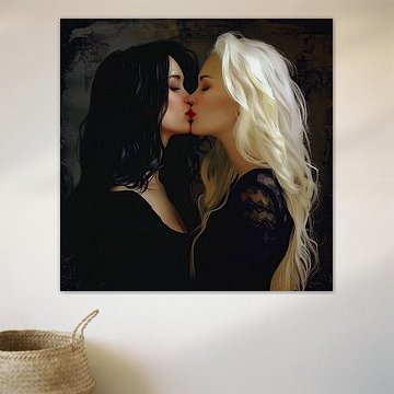 Harmonie de l'amour, un baiser intime entre deux femmes