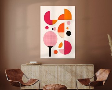 Geometric shapes in red and pink by Poster Art Shop
