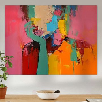 Portrait sur Peinture Abstraite