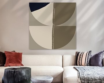 Abstracte geometrische vormen in zwart, wit, taupe I van Dina Dankers